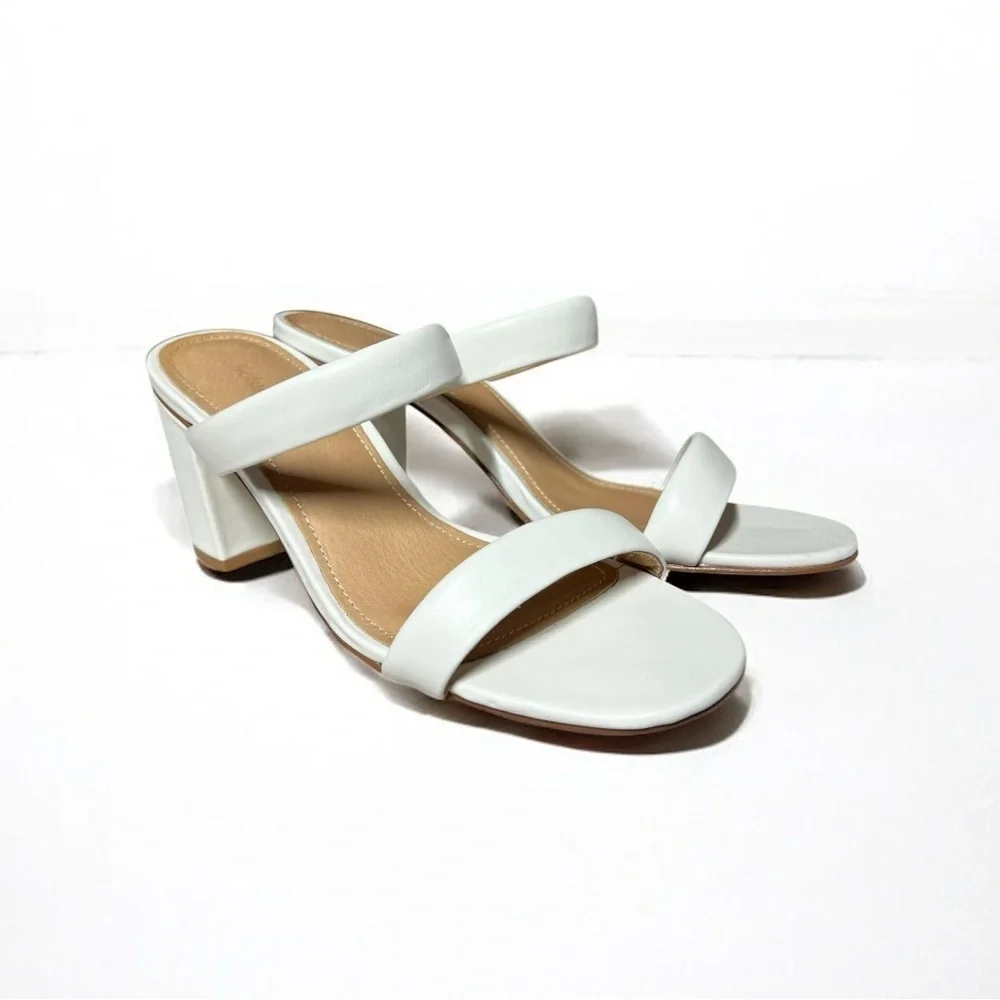 🌻Soludos Ines White Leather Heels | Women's Size 7